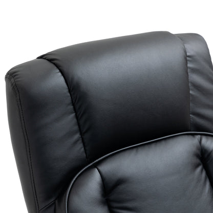 HOMCOM Swivel Recliner, Manual PU Leather Armchair with Ottoman Footrest for Living Room, Office, Bedroom