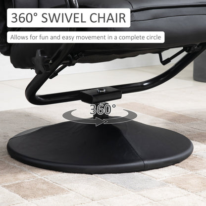 HOMCOM Swivel Recliner, Manual PU Leather Armchair with Ottoman Footrest for Living Room, Office, Bedroom