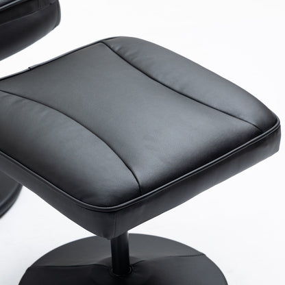 HOMCOM Swivel Recliner, Manual PU Leather Armchair with Ottoman Footrest for Living Room, Office, Bedroom