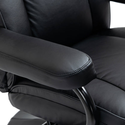 HOMCOM Swivel Recliner, Manual PU Leather Armchair with Ottoman Footrest for Living Room, Office, Bedroom