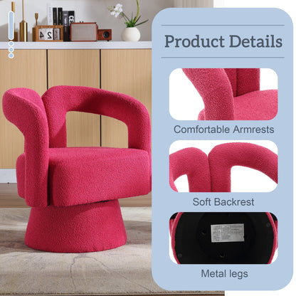 HOMEFUN Boucle Upholstered 360 Degree Swivel Cuddle Barrel Accent Chairs