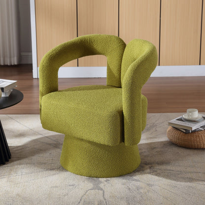 HOMEFUN Boucle Upholstered 360 Degree Swivel Cuddle Barrel Accent Chairs