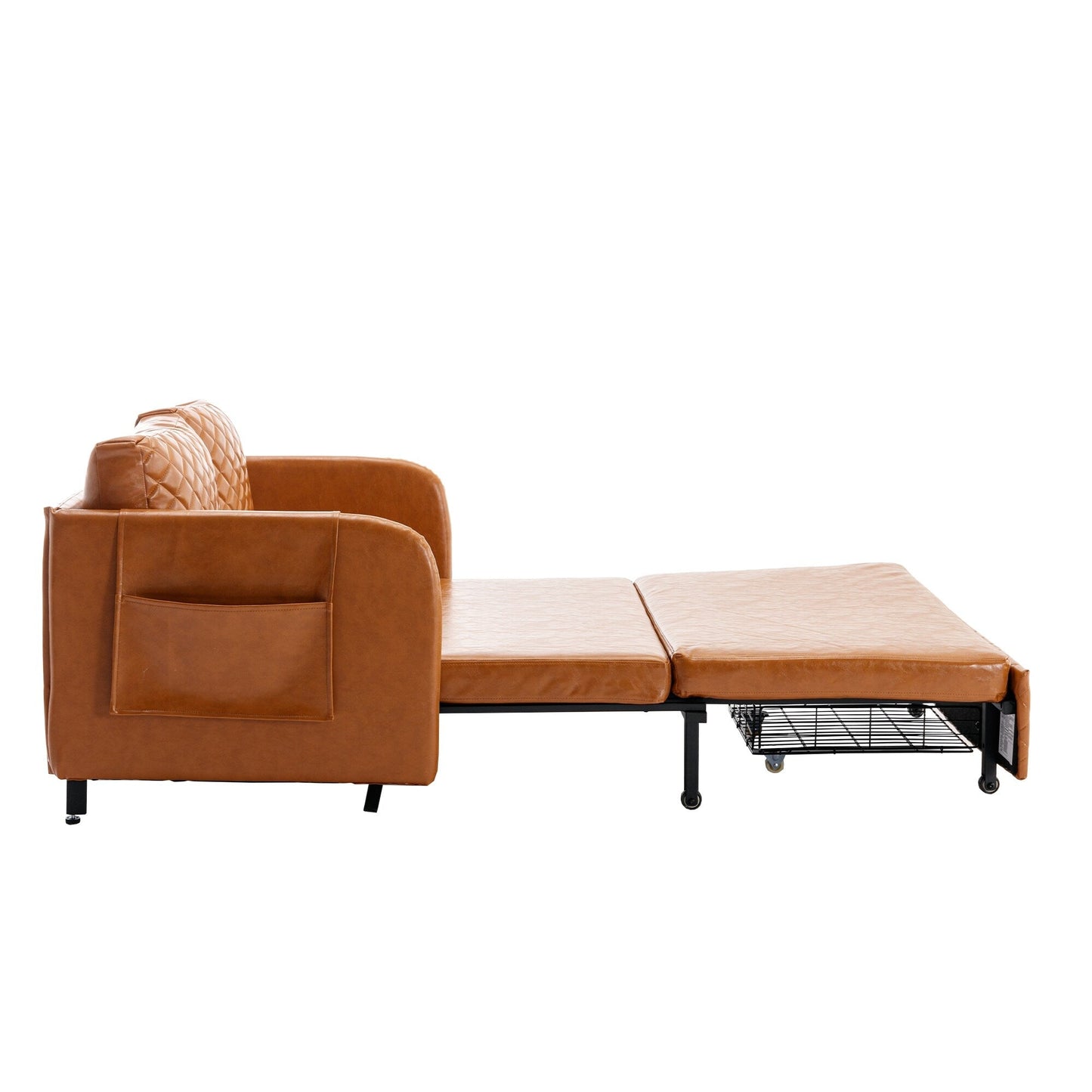 HOMEFUN Linen/PU Loveseat Convertible Storage Sleeper Sofa Bed with Headboard