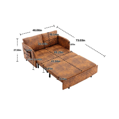HOMEFUN Linen/PU Loveseat Convertible Storage Sleeper Sofa Bed with Headboard