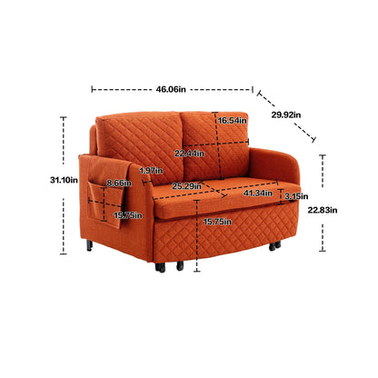 HOMEFUN Linen/PU Loveseat Convertible Storage Sleeper Sofa Bed with Headboard