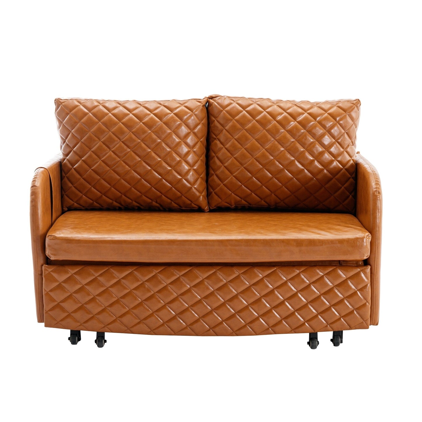 HOMEFUN Linen/PU Loveseat Convertible Storage Sleeper Sofa Bed with Headboard