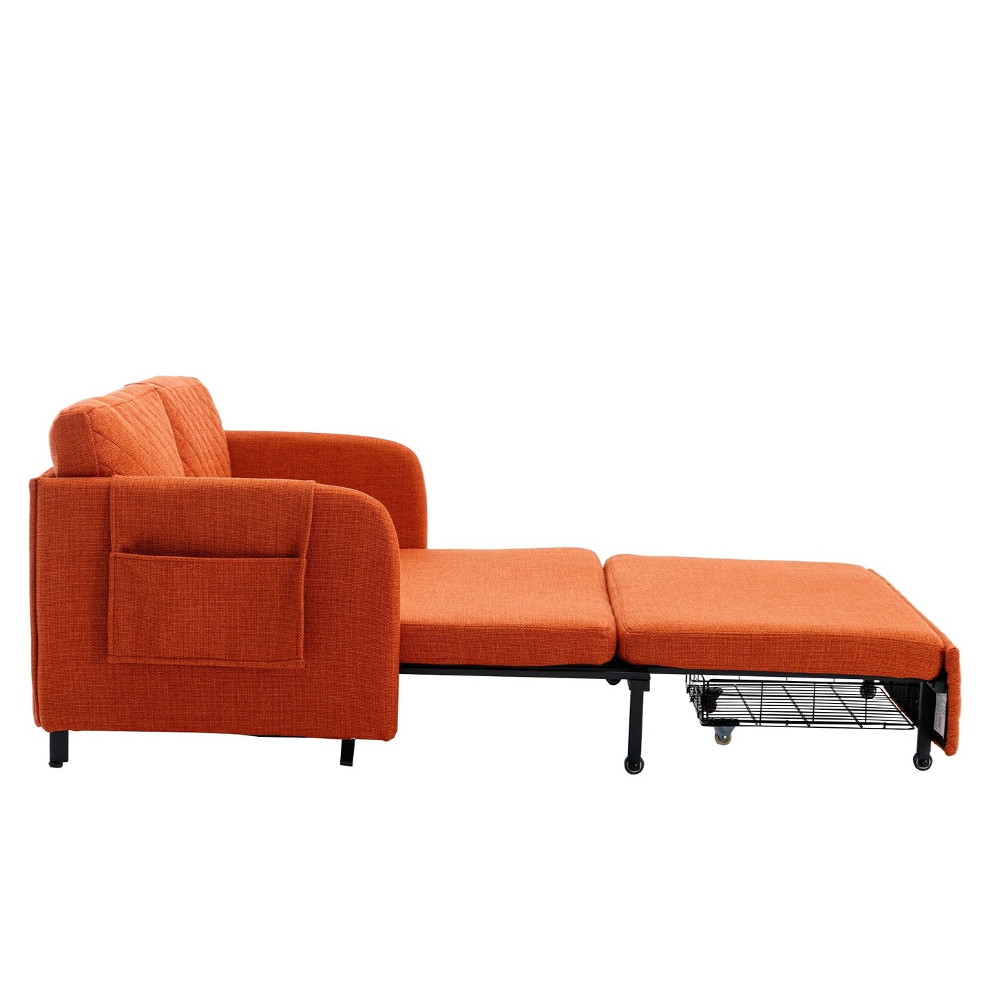 HOMEFUN Linen/PU Loveseat Convertible Storage Sleeper Sofa Bed with Headboard