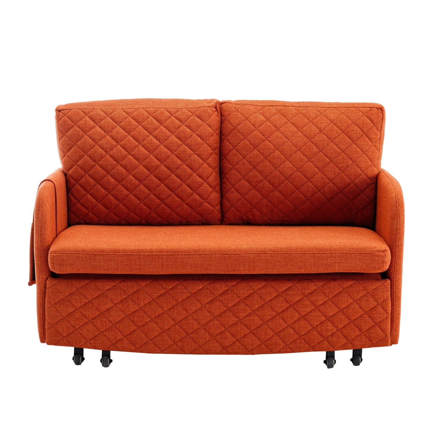 HOMEFUN Linen/PU Loveseat Convertible Storage Sleeper Sofa Bed with Headboard