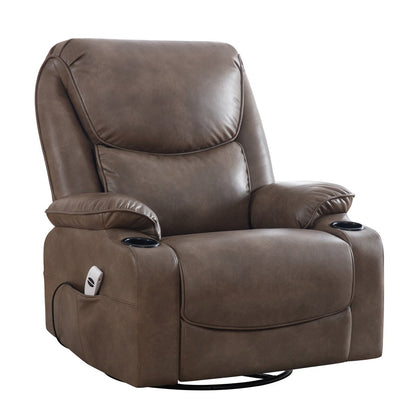 HOMYKA 34.2'' Wide Faux Leather Swivel Rocking Power Recliner Chair With USB Port