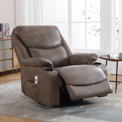 HOMYKA 34.2'' Wide Faux Leather Swivel Rocking Power Recliner Chair With USB Port