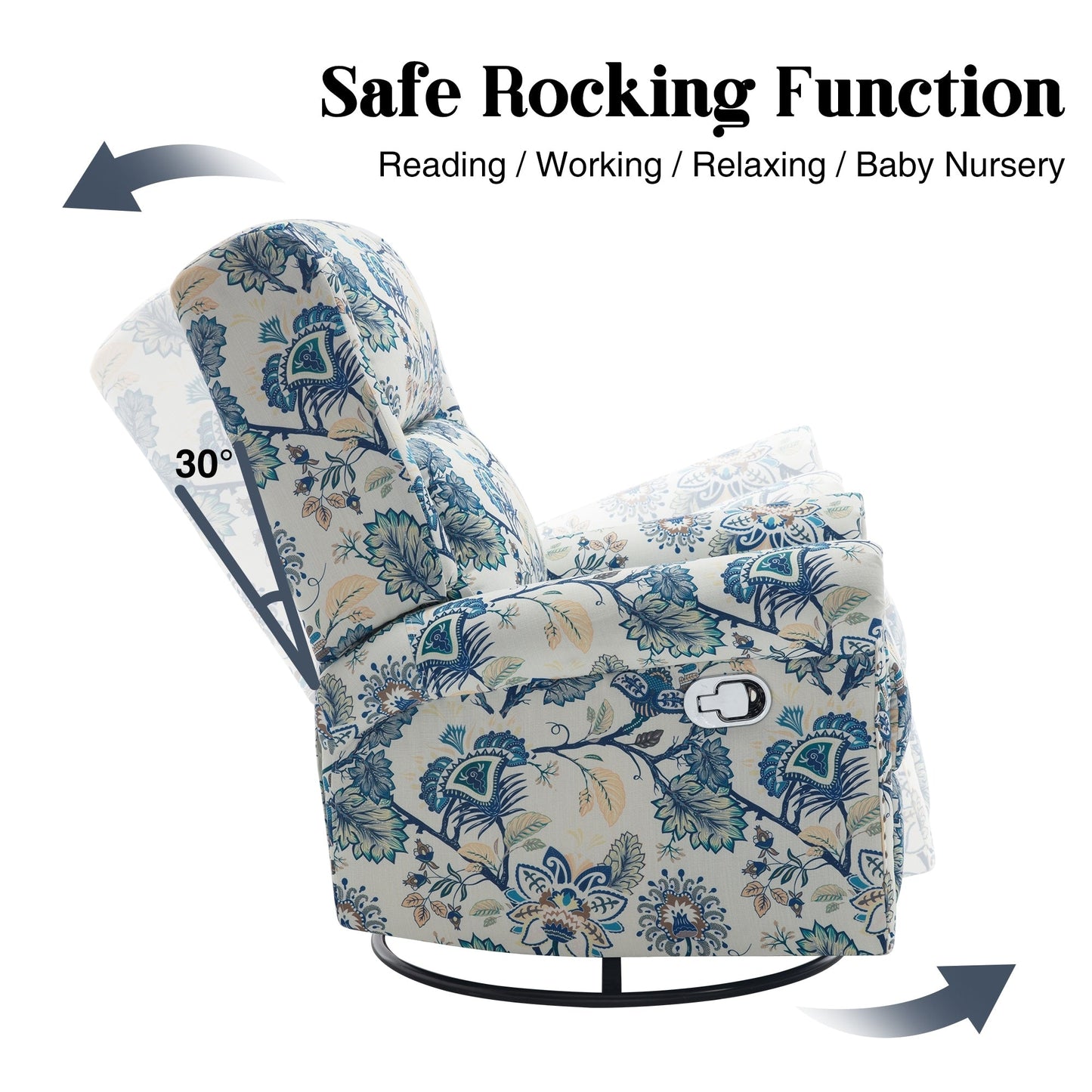 HOMYKA Floral Manual Recliner Swivel Rocking Chair Glider Set of 2