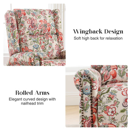 HOMYKA Floral Manual Recliner Swivel Rocking Chair Glider Set of 2