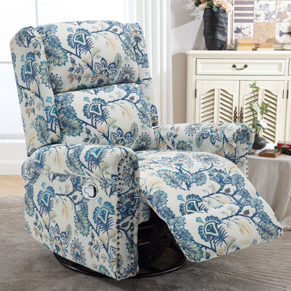 HOMYKA Floral Manual Recliner Swivel Rocking Chair Glider Set of 2
