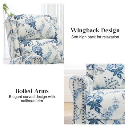 HOMYKA Floral Manual Recliner Swivel Rocking Chair Glider Set of 2