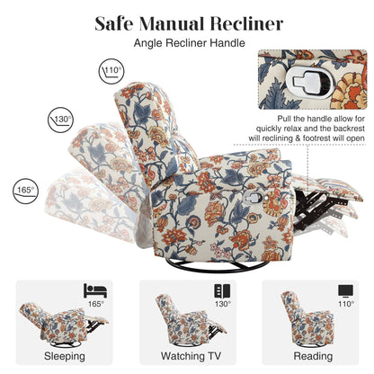 HOMYKA Floral Manual Recliner Swivel Rocking Chair Glider Set of 2