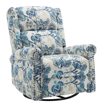 HOMYKA Floral Manual Recliner Swivel Rocking Chair Upholstered Glider