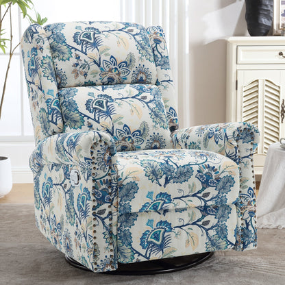 HOMYKA Floral Manual Recliner Swivel Rocking Chair Upholstered Glider
