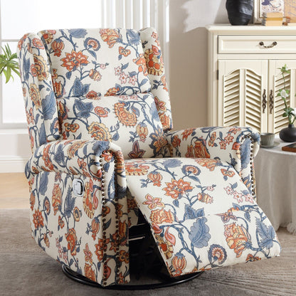 HOMYKA Floral Manual Recliner Swivel Rocking Chair Upholstered Glider