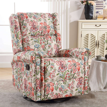 HOMYKA Floral Manual Recliner Swivel Rocking Chair Upholstered Glider