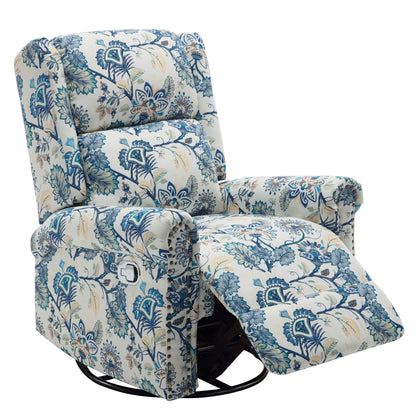 HOMYKA Floral Manual Recliner Swivel Rocking Chair Upholstered Glider