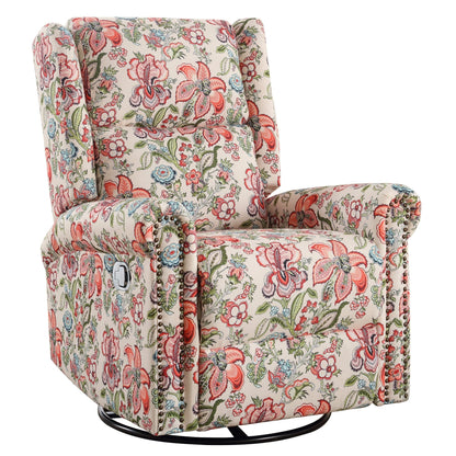 HOMYKA Floral Manual Recliner Swivel Rocking Chair Upholstered Glider