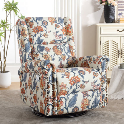 HOMYKA Floral Manual Recliner Swivel Rocking Chair Upholstered Glider