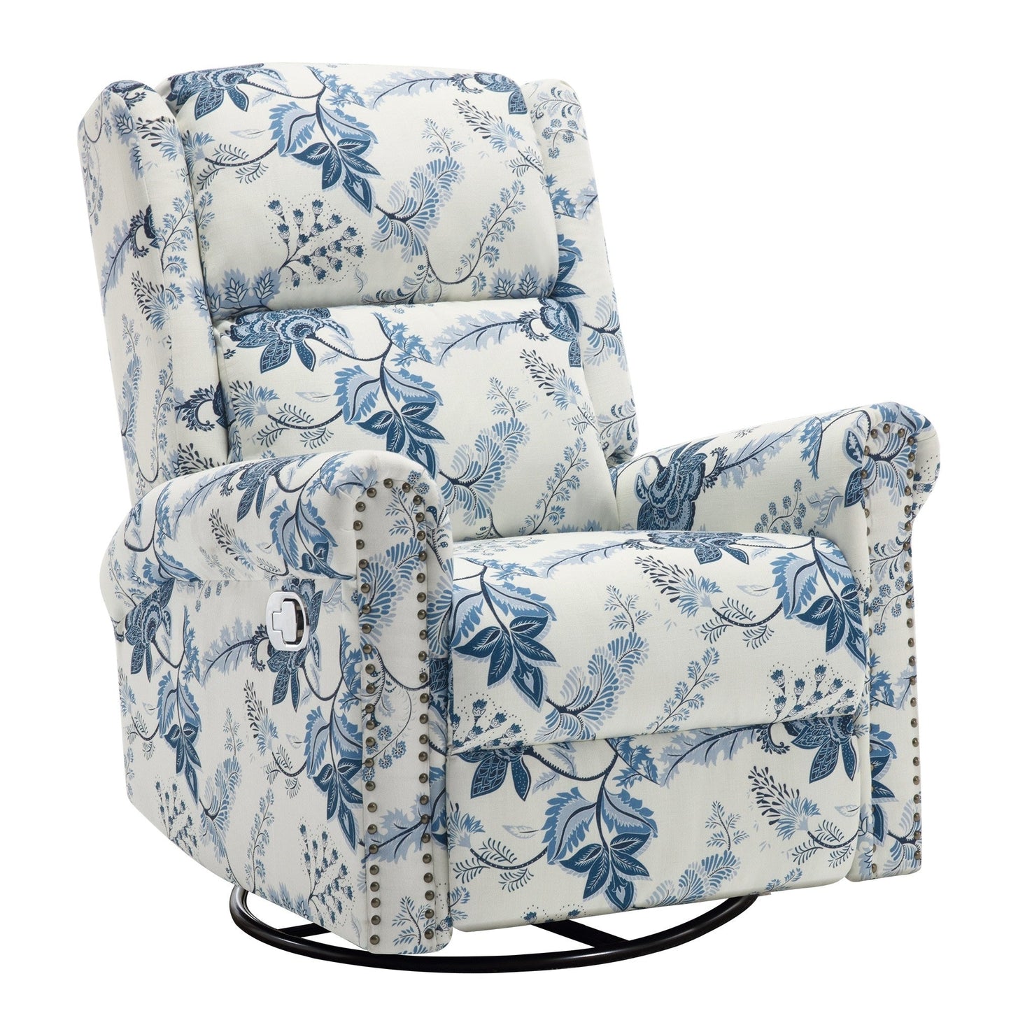 HOMYKA Floral Manual Recliner Swivel Rocking Chair Upholstered Glider