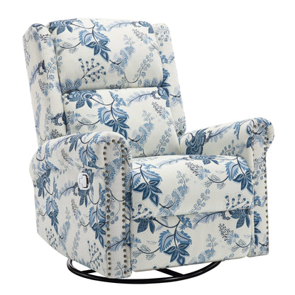 HOMYKA Floral Manual Recliner Swivel Rocking Chair Upholstered Glider
