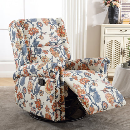 HOMYKA Floral Manual Recliner Swivel Rocking Chair Upholstered Glider