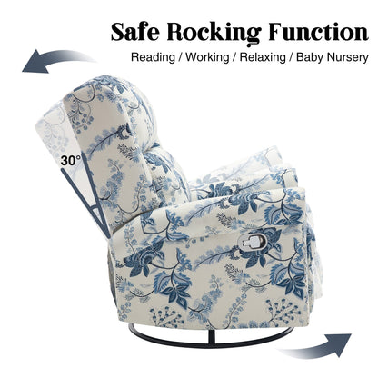 HOMYKA Floral Manual Recliner Swivel Rocking Chair Upholstered Glider