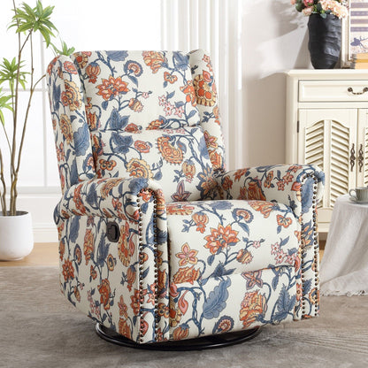HOMYKA Floral Manual Recliner Swivel Rocking Chair Upholstered Glider