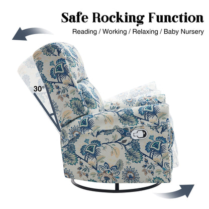 HOMYKA Floral Manual Recliner Swivel Rocking Chair Upholstered Glider