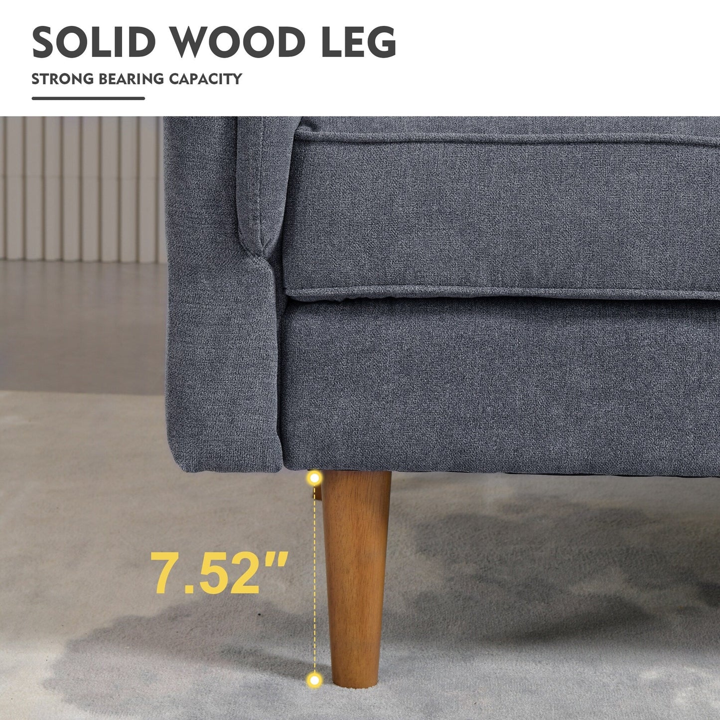 HOOOWOOO Living Room Furniture 71 Modern Upholstered Fabric 3-Seater Sofa