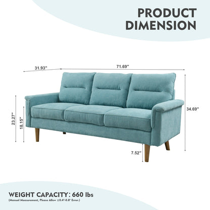 HOOOWOOO Living Room Furniture 71 Modern Upholstered Fabric 3-Seater Sofa