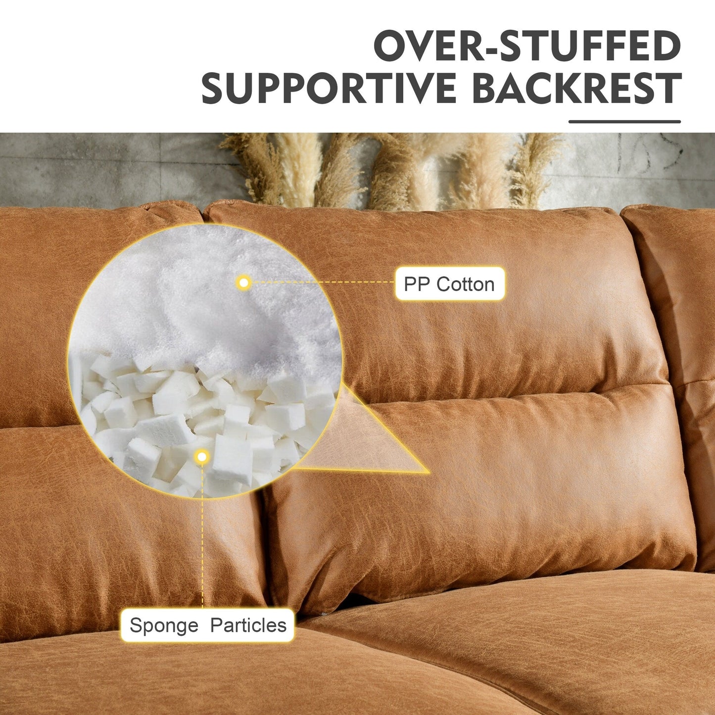 HOOOWOOO Living Room Furniture 71 Modern Upholstered Fabric 3-Seater Sofa