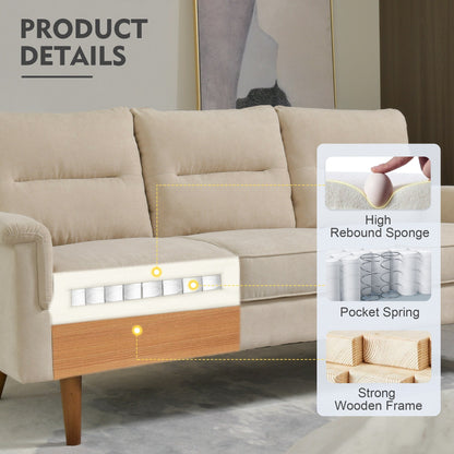 HOOOWOOO Living Room Furniture 71 Modern Upholstered Fabric 3-Seater Sofa