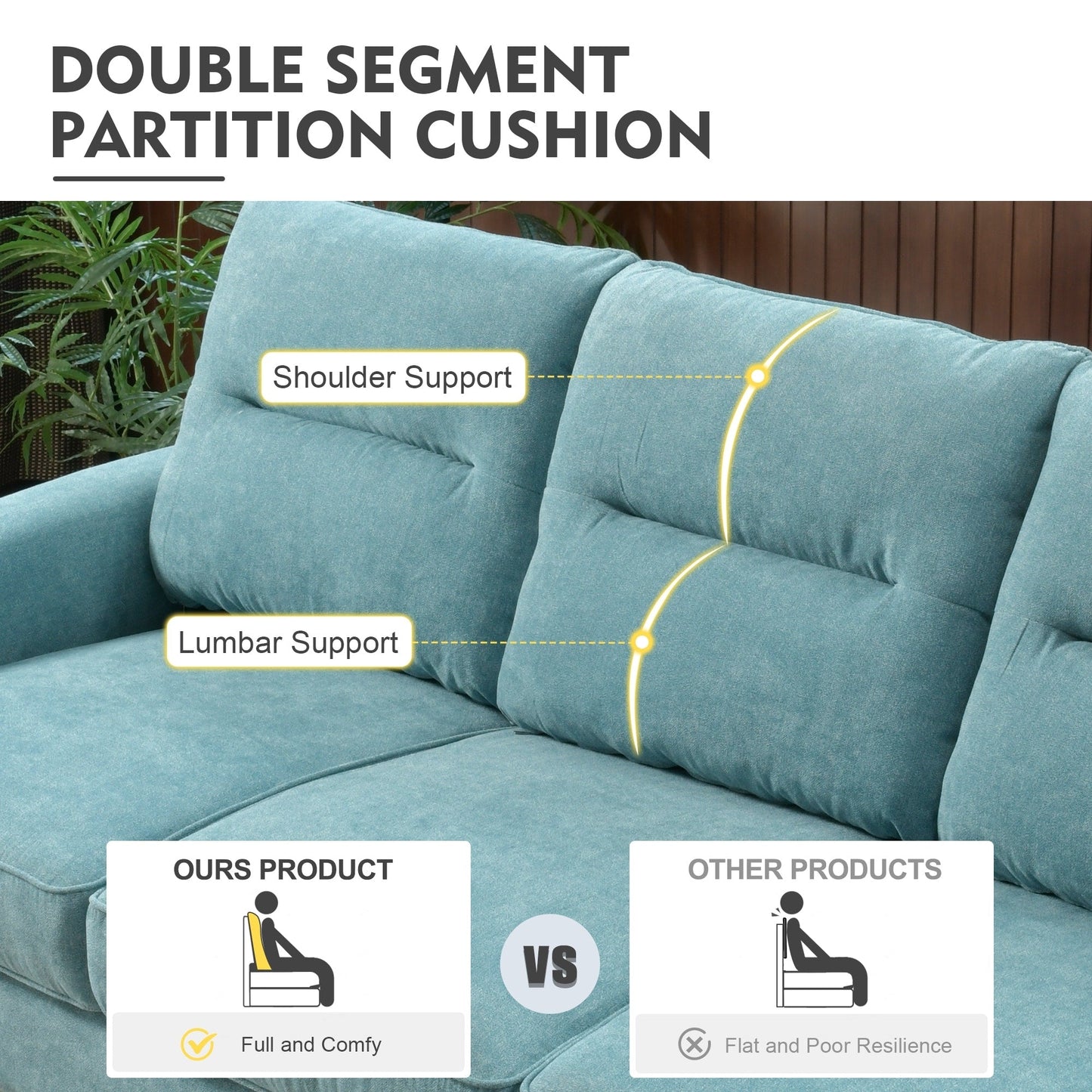 HOOOWOOO Living Room Furniture 71 Modern Upholstered Fabric 3-Seater Sofa