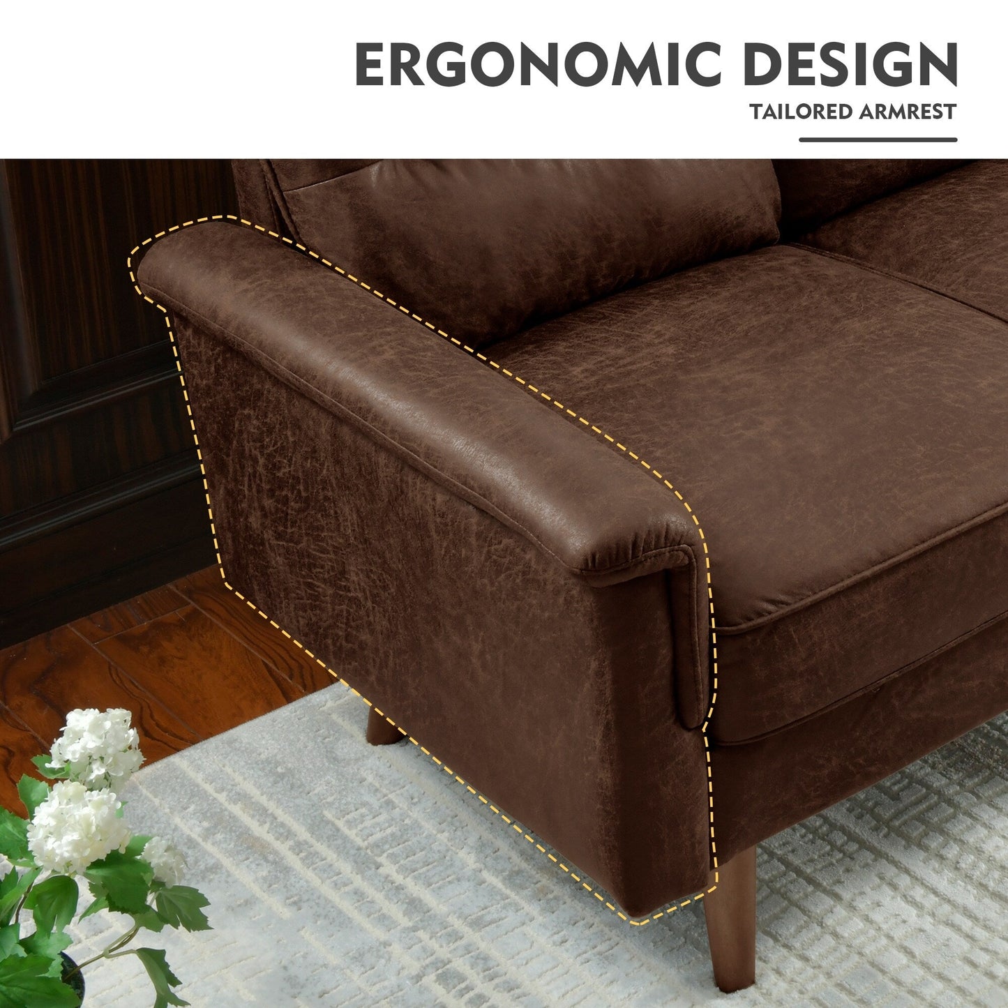 HOOOWOOO Living Room Furniture 71 Modern Upholstered Fabric 3-Seater Sofa