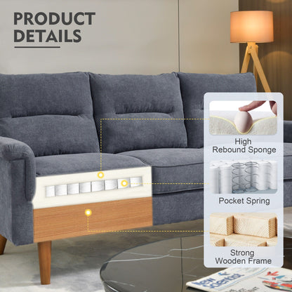 HOOOWOOO Living Room Furniture 71 Modern Upholstered Fabric 3-Seater Sofa