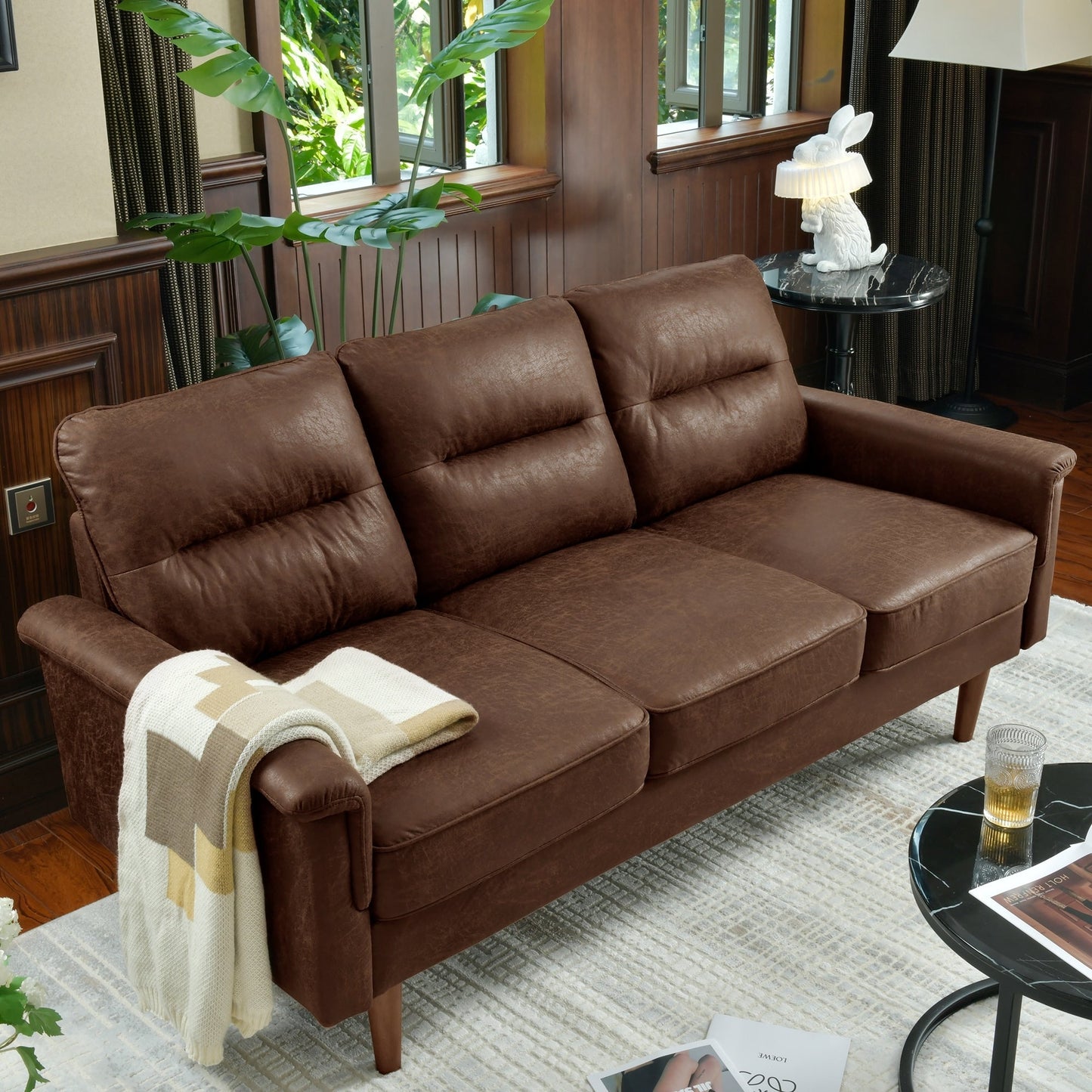 HOOOWOOO Living Room Furniture 71 Modern Upholstered Fabric 3-Seater Sofa