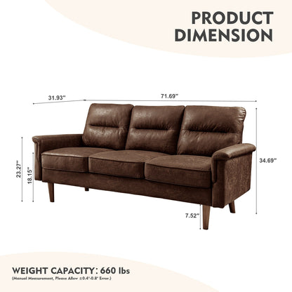 HOOOWOOO Living Room Furniture 71 Modern Upholstered Fabric 3-Seater Sofa