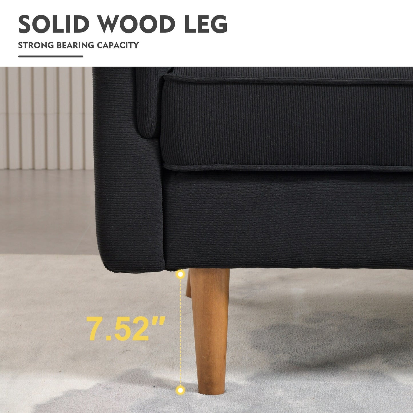 HOOOWOOO Living Room Furniture 71 Modern Upholstered Fabric 3-Seater Sofa
