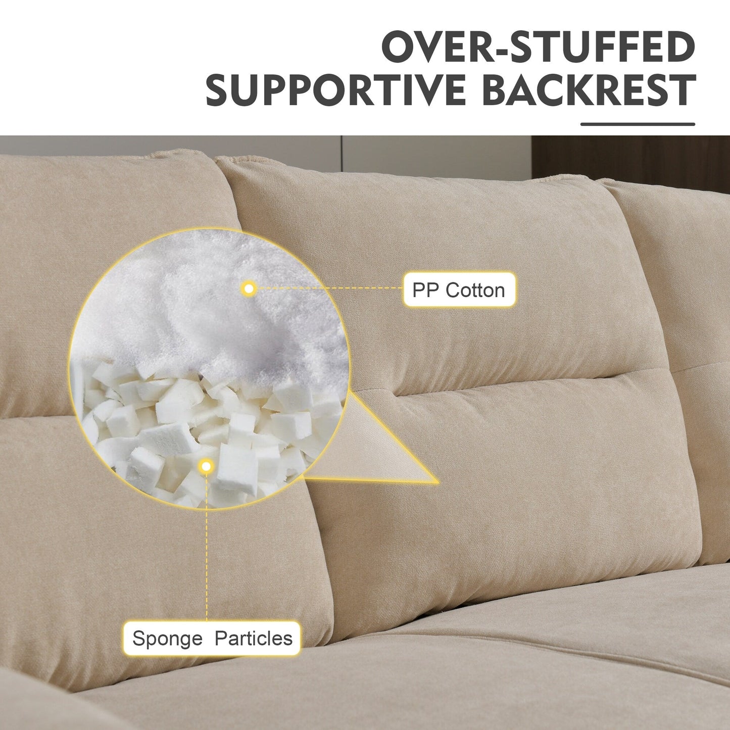 HOOOWOOO Living Room Furniture 71 Modern Upholstered Fabric 3-Seater Sofa