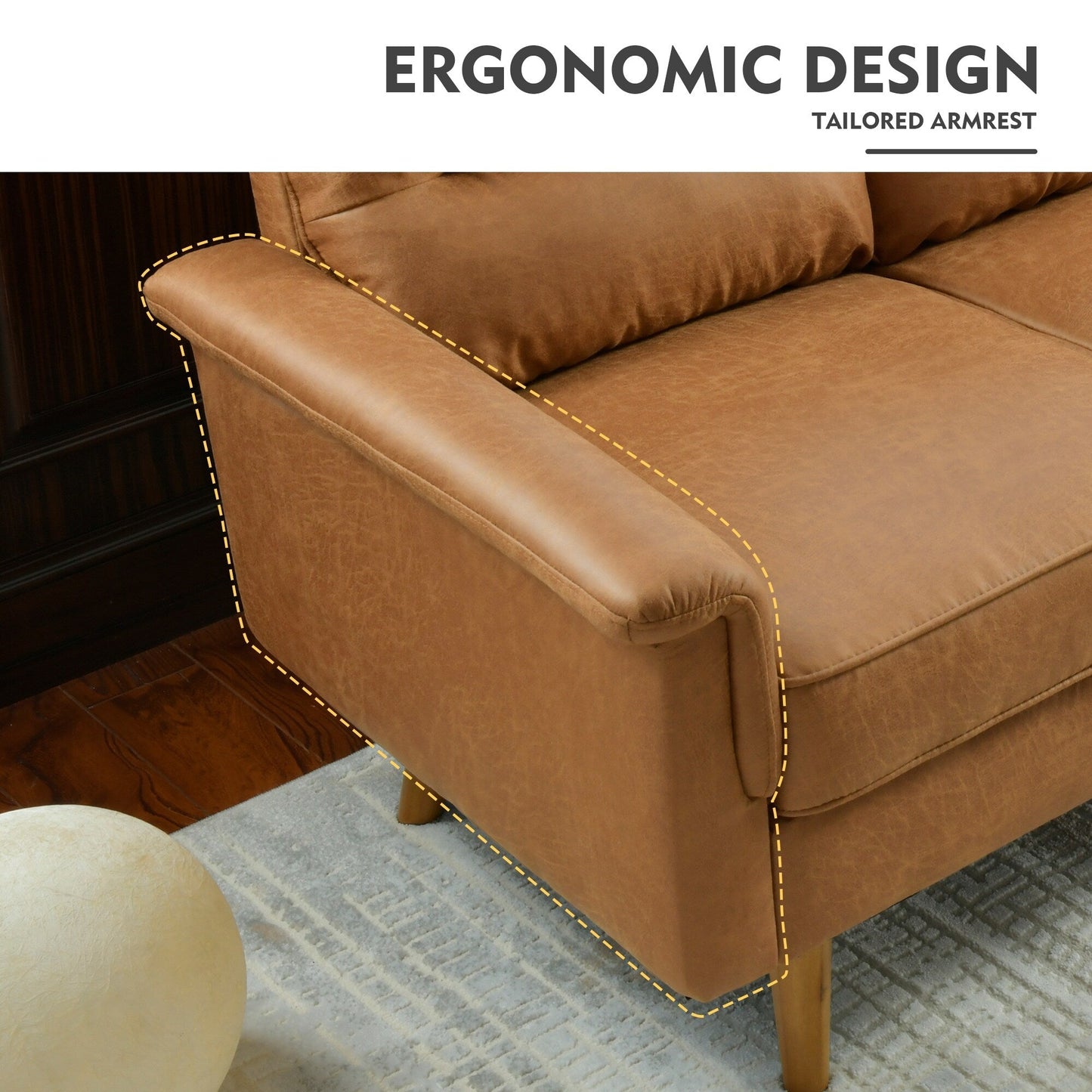 HOOOWOOO Living Room Furniture 71 Modern Upholstered Fabric 3-Seater Sofa
