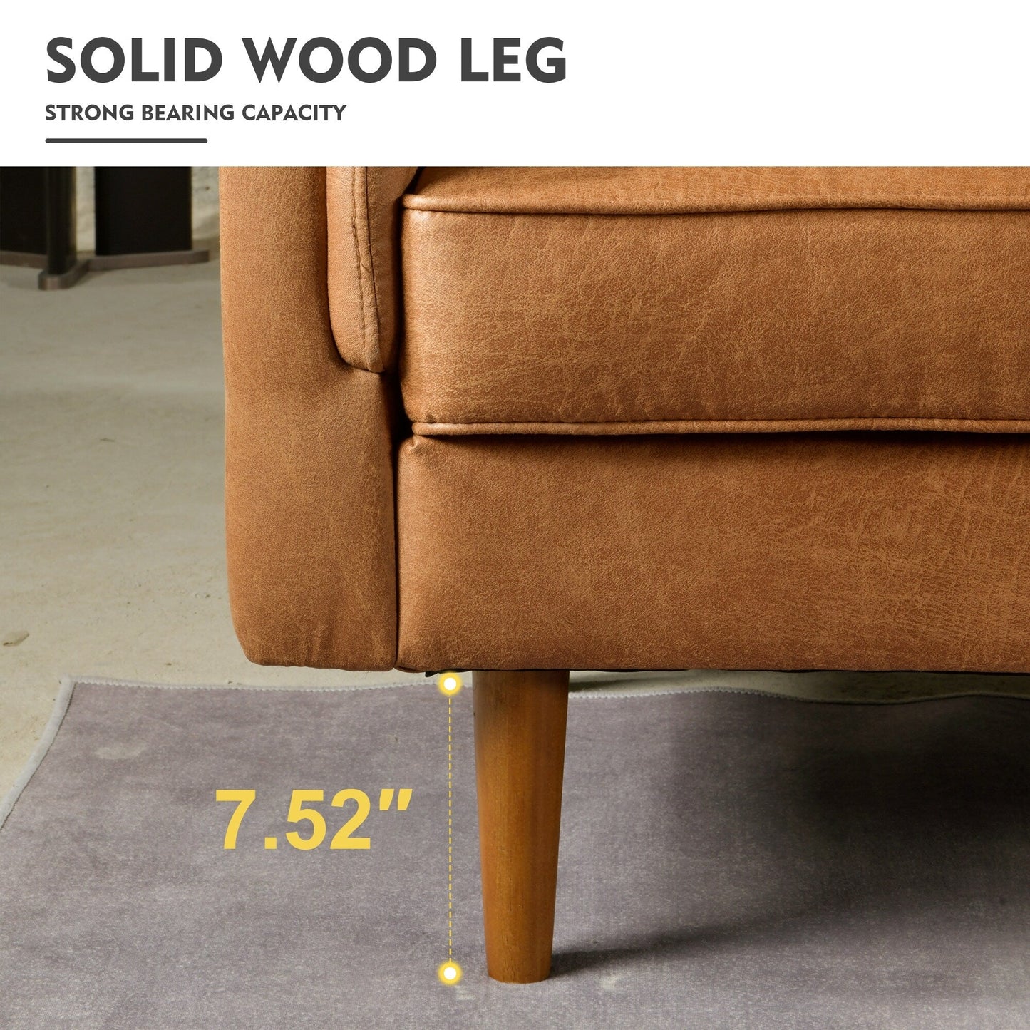 HOOOWOOO Living Room Furniture 71 Modern Upholstered Fabric 3-Seater Sofa