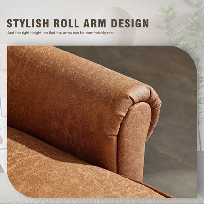 HOOOWOOO Living Room Furniture Mid-Century Suede Sofa with Chaise Lounge