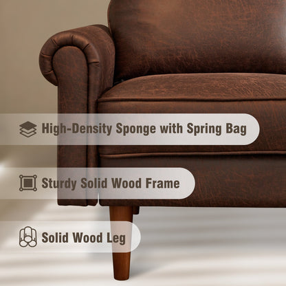 HOOOWOOO Living Room Furniture Mid-Century Suede Sofa with Chaise Lounge