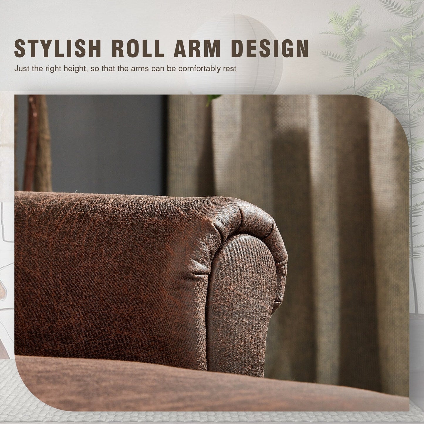HOOOWOOO Living Room Furniture Mid-Century Suede Sofa with Chaise Lounge