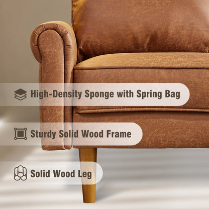 HOOOWOOO Living Room Furniture Mid-Century Suede Sofa with Chaise Lounge
