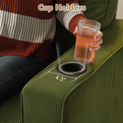 HOOOWOOO Living Room Furniture Modern Corduroy Upholstered Sofa Couch